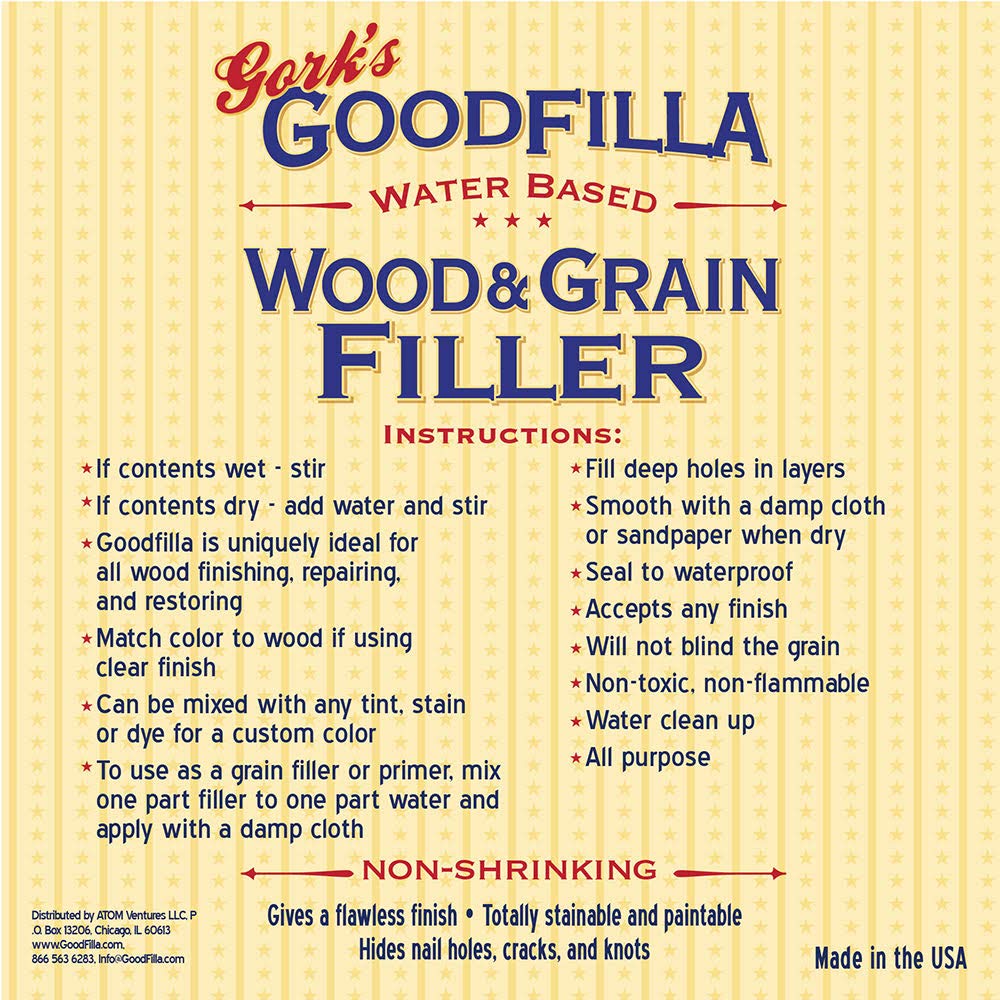 Goodfilla Mahogany,1 Quart (3.5lbs) Wood and Grain Filler, Stainable, Tintable, Sandable, Zero Waste, Non-Toxic, USA Made