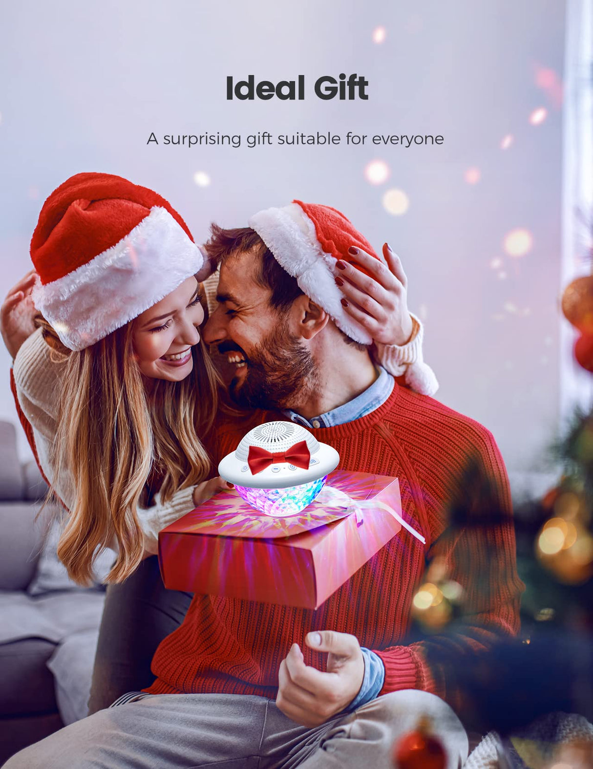Stocking Stuffers for Teen Girls Boys: Christmas White Elephant Gifts for Adults Women Girl Trendy Stuff, Floating Pool Speakers with Colorful Lights, IPX7 Waterproof Hot Tub Bluetooth Speaker - White