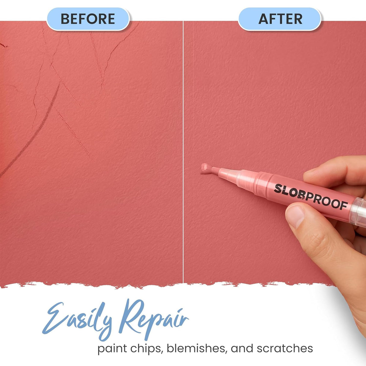 Slobproof Refillable Touch-Up Paint Pen, Mess-Free, Reusable Wall Paint Repair Tool, Precise Application, DIY Home Improvement, Furniture, Arts and Crafts, Patented Design, Easy Storage, Pack of 5