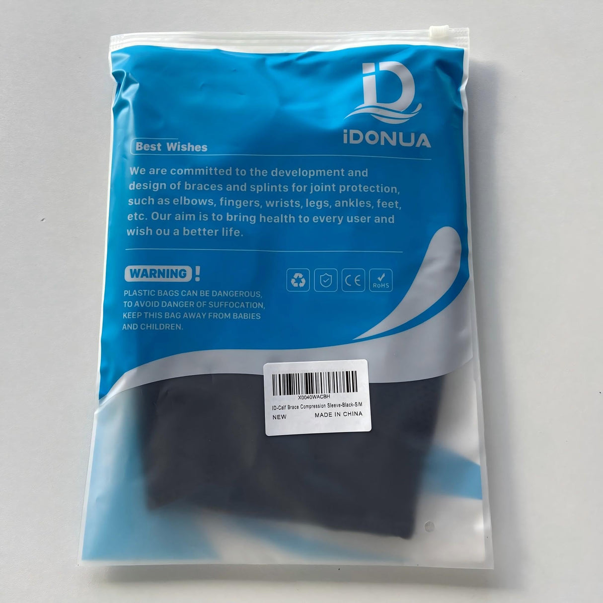 iDonua Calf Brace Compression for Torn Calf Muscle fit Men & Women, Innovative 2 Layer Elastic Calf Support Bandage for Legs adds Extra Pressure for Strain, Swelling, Cramps, Varicose Vein -S/M