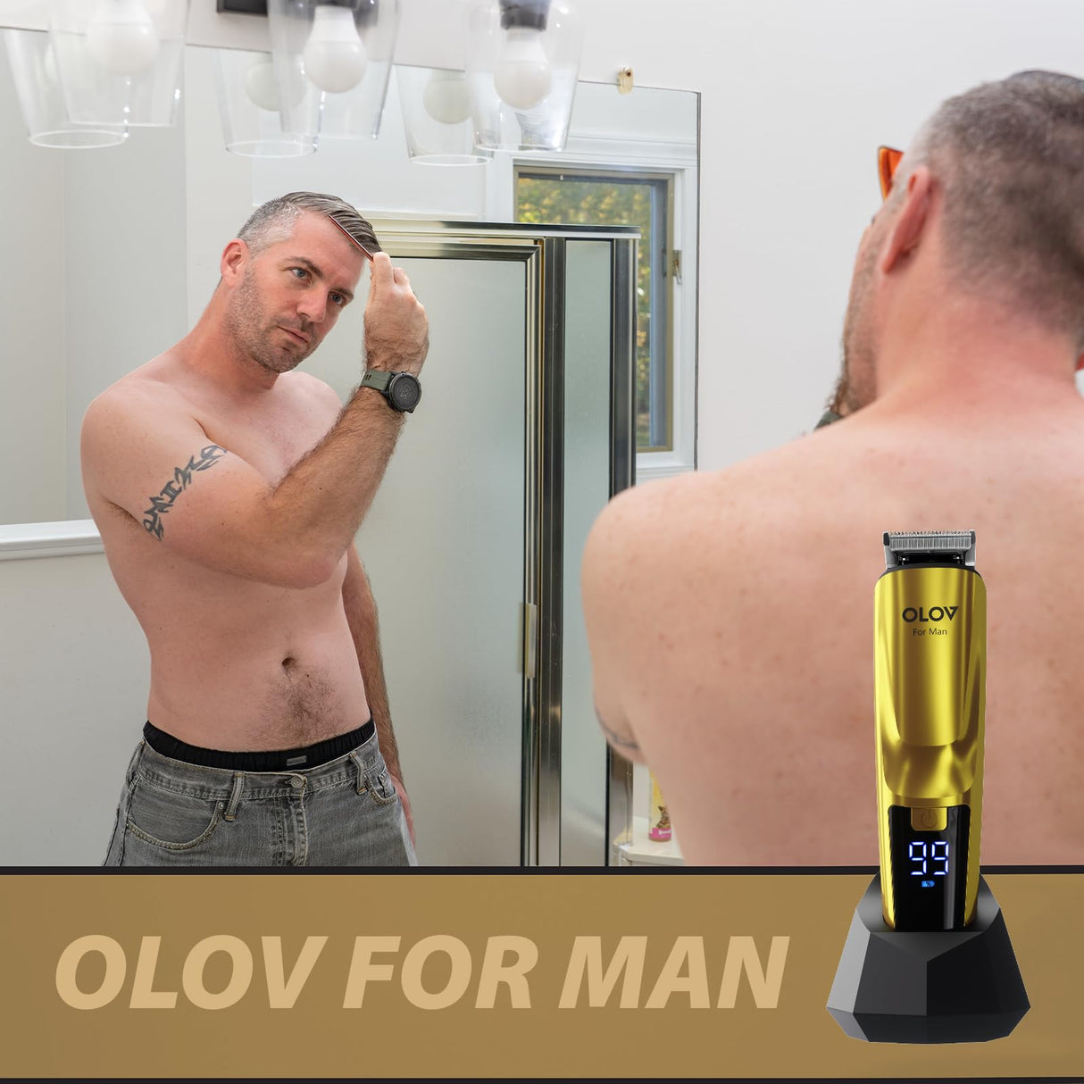 Beard Trimmer, 21 Piece Mens Grooming Kit and Hair Clipper, Cordless Rechargeable Electric Razor for Beard, Face, Nose, Hair Trimmer, Gold