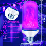Upgraded LED Purple Flame Light Bulbs, 4-Mode Flickering Light Bulbs with Gravity Sensor, E26 Fire Light Bulb for Porch Party Patio Home Halloween Christmas Indoor Outdoor (Purple, 4)