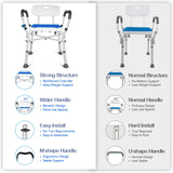 KingPavonini Shower Chair for Inside Shower, 550LBs Heavy Duty Bath Chair with Arms, Medical Shower Seat, Bath Stool Safety Shower Bench with Reinforced Crossing Bar for Elderly, Adults, Disabled