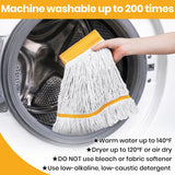 6PK Heavy Duty Commercial Mop Head Replacement- Loop End Cotton Blend String Refill for Side Loading & Clamp Style Mops, Restaurant , Janitorial & Industrial Cleaning(Yellow)