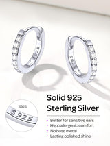 ChicSilver Silver Mini Huggie Hoop Earrings 925 Sterling Silver Earrings Cubic Zirconia Hoop Earrings for Women Cartilage Earrings Hypoallergenic 8MM