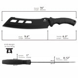 REAT Machete with Saw,16" Heavy Duty Machete with Sheath, Dual-Purpose Hunting Knife for Chopping and Sawing,Ergonomic No-Slip Handle,Machetes for Yard Work,Cutting Trees,Bushcraft,Gifts for Men,Women