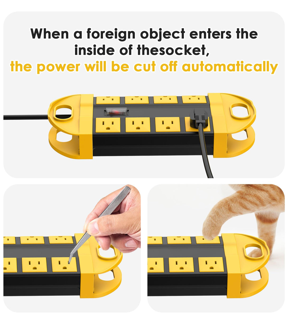 CCCEI Outdoor Power Strip Weatherproof with 8 Plug, Waterproof Extension Cord with Multiple Outlets, Christmas Exterior Garden Yard Surge Protector 6FT.