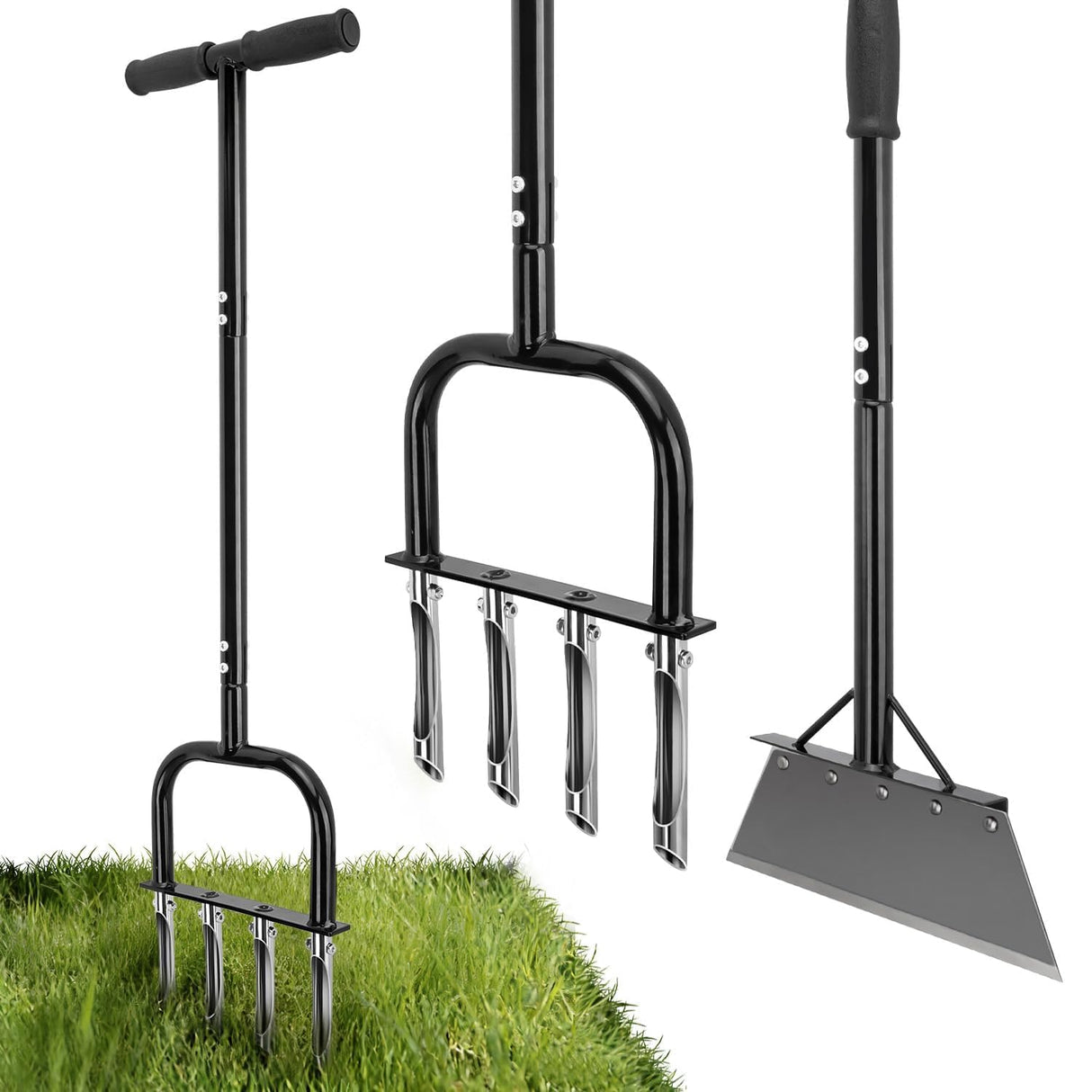 easymake 2-in-1 Lawn Aerator & Weeding Tool Set, SnowShovel - Multifunctional Garden Soil Aerator,Weed Remover, and Snow Shovel for SmallLawns, Tight Corners, and Yard Care