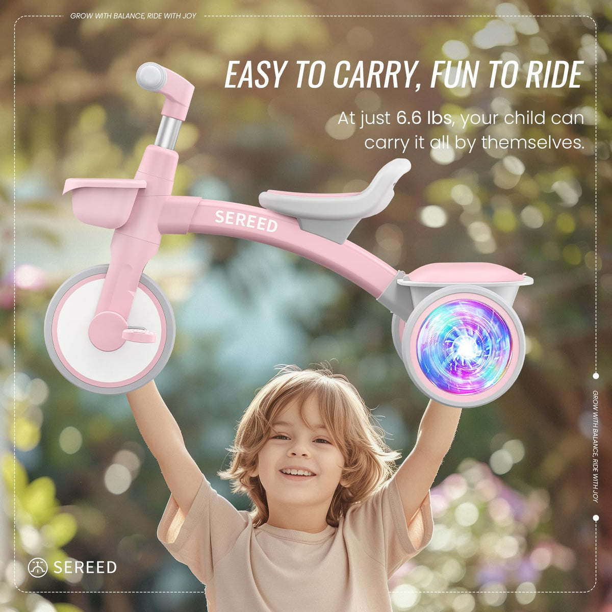 SEREED Colorful Lighting Toddler Tricycle Gift Toy for Ages 2-5 Boys Girls