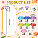 Pelopy Pack of 8 DIY Fairy Garden Beaded Stakes Wands Kit 8 Pcs of 8/32 Inch 12 Inch Threaded Rods and 8 Pcs Hex Nuts and 8 Tops, Stainless Steel Stakes with Toppers (Bright Color, Diamond)