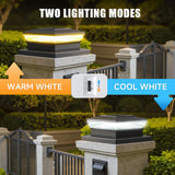 Solar Post Cap Lights 12 Pack, Fence Post Solar Lights, Warm White/Cool White Lighting, Black Waterproof Outdoor Post Lights for Garden Patio Porch, 4x4, 5x5 or 6x6 Vinyl/Wooden Posts
