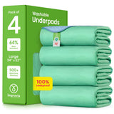 IMPROVIA® Washable Underpads, 34" x 52" (Pack of 4) - Heavy Absorbency Reusable Incontinence Pads for Kids, Adults, Elderly, and Pets - Waterproof Protective Pad for Bed, Couch, Sofa, Furniture, Floor