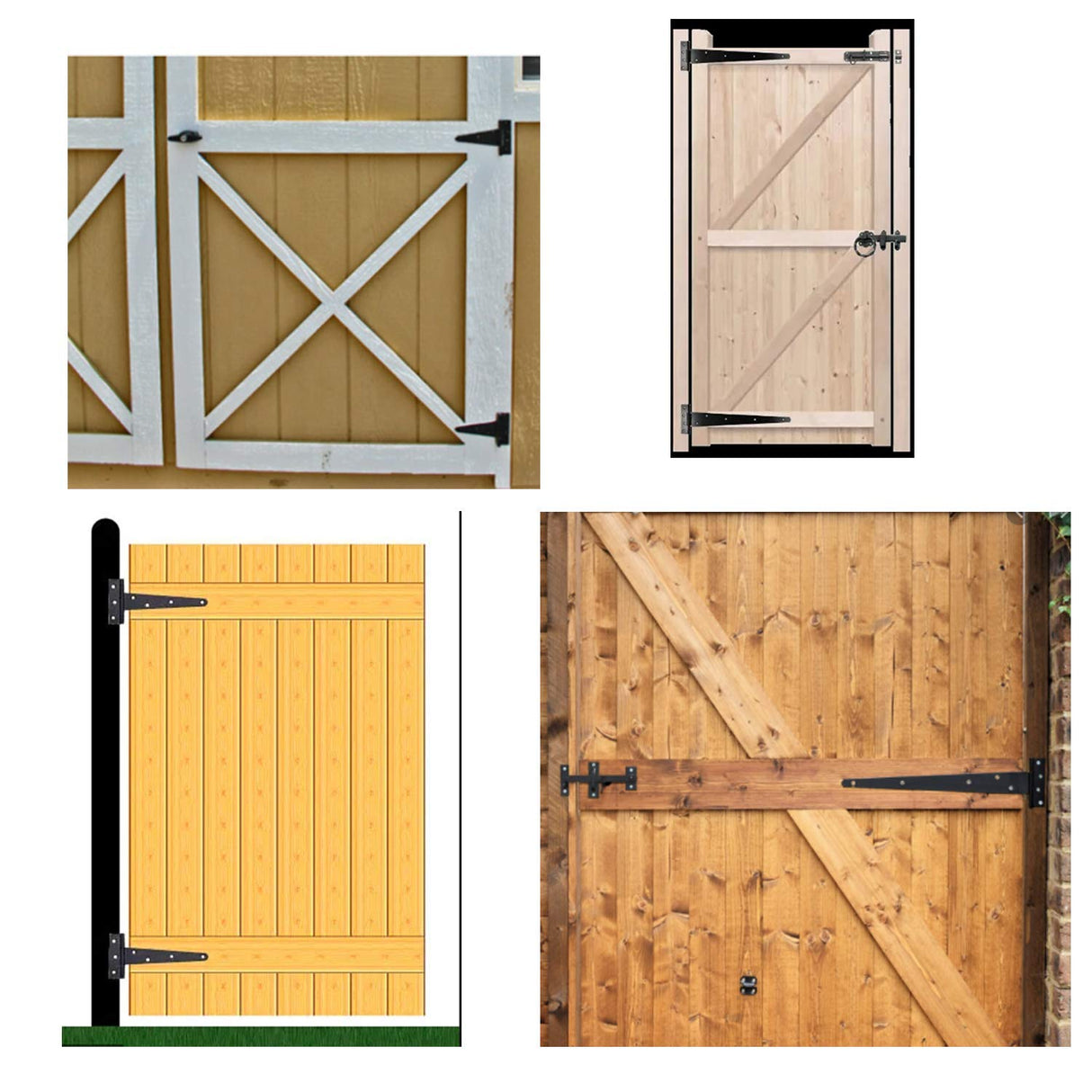 HLMOptimo Heavy Duty T Hinge Tee T Strap Shed Gate Barn Fence Door Hinge Wrought Rustproof Black (6 pcs, 4 inch)