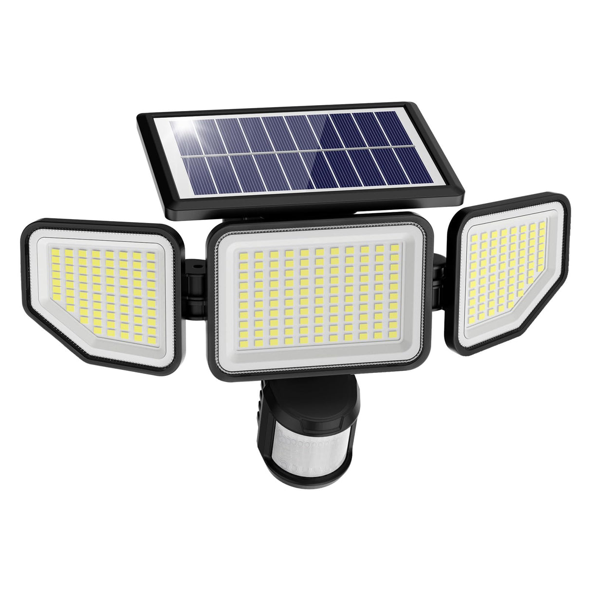 Onforu 4500LM Solar Lights Outdoor, 3 Heads Security Lights with Remote Control, IP65 Waterproof Motion Sensor Lights, 3 Modes Solar Light Fixtures for Wall, Porch, Yard, Outside, 1 Pack