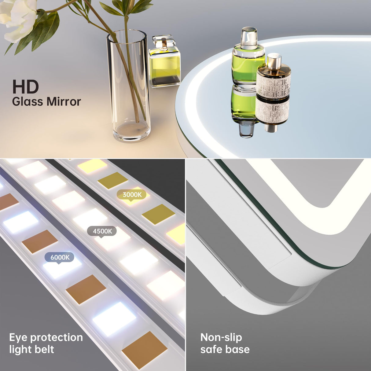 Hasipu Vanity Mirror with Lights, 14"× 18" Arched LED Makeup Mirror, Lighted Makeup Mirror with Lights, Smart Touch Control Dimmable 3 Modes Light 360°Rotation White