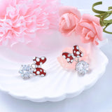 Red Bow Earrings Sterling Silver Red Mouse Bow Stud Earrings with Big Sparkling CZ Dangle Cute Dainty Sweet Bowknot Earrings Lucky Cute Animal Stud Jewelry Gifts for Women Daughter Birthday