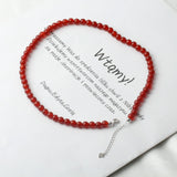 Kakikaki Beaded Natural Red Agate 6MM Round Beads Choker Necklace for Women