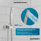 gotonovo Rainfall Bathroom Shower System Rain Shower Head and Handle Set Wall Mounted Shower Complete Combo Solid Brass Pressure Balancing Shower Mixer Valve 16 Inch Brushed Nickel