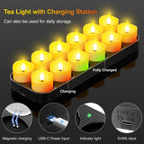 YiaMia 12 Pack Upgraded Rechargeable Tea Lights with Magnetic Wireless Charging Base, Flameless LED Candles with Remote and Timer, 100+H Battery Operated Candles for Votive Wedding Halloween Christmas