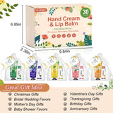 30 Sets Bulk Hand Cream and Bulk Lip Balm Gifts, Stocking Stuffers for Women, Wedding Favors for Guests with Thank You Card and Organza Bags, Christmas Gifts, Employee Appreciation Gifts