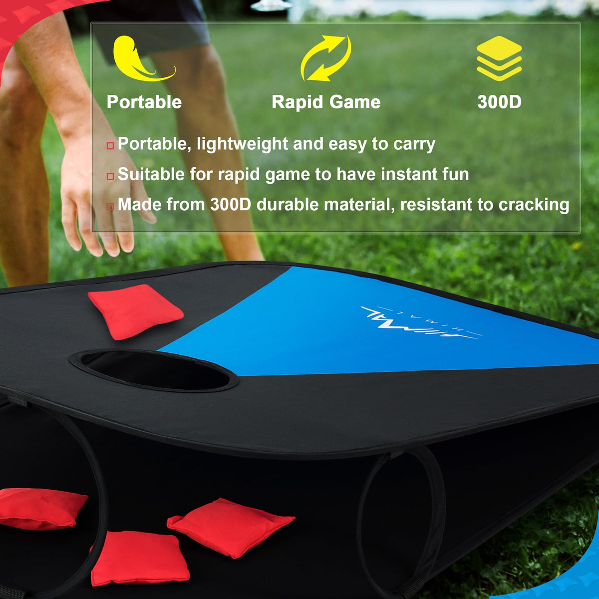 Himal Outdoors Portable Cornhole Board Set, Foldable 3 x 2 Ft