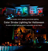 25W Color LED Outdoor Landscape Spotlight with Strobe Lighting - Waterproof RGB Spot Lights for Yard Tree House Halloween Christmas, Dual Mode, 120V 25W