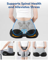 Feagar Large Ergonomic Seat Cushion - Thick Full Wrap Memory Foam Office Chair Cushion for Tailbone Pain Relief, Coccyx Cushion with Non-Slip Pad for Desk Chair, Wheelchair, Car Seat Long Sitting