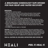 Heali Kinesiology Tape with Magnesium and Menthol, 20 Pcs Precut Strips, K Tape Roll, Knees, Physical Therapy Sports Tape for Muscle and Joint Pain Relief, Water Resistant, Splatter Paint