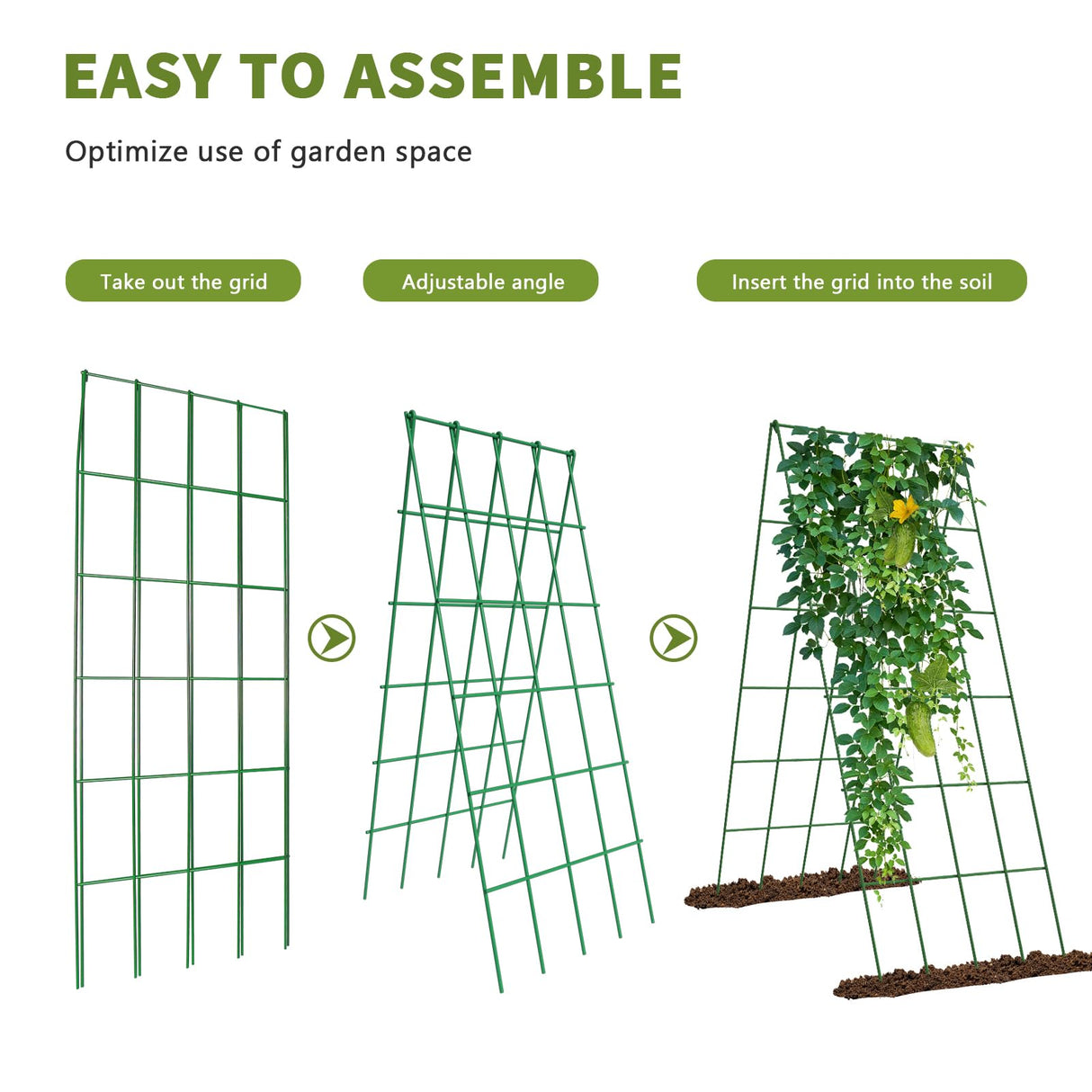 UrGROWA Cucumber Trellis 2 Pack,Foldable A-Frame Garden Trellis