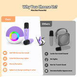 Heroange Karaoke Microphone Machine Toys for Kids Adults, Mini Portable Bluetooth Speaker with 2 Wireless Mics, Christmas Birthday Gifts for Boys Girls Ages 3 4 5 6 7 8 9 10 11 12+ Year (Purple)