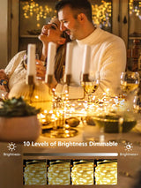 4 Pack 100 LED Fairy Lights Battery Operated with Remote, 33FT Waterproof Twinkle Lights with Timer & 8 Modes, Fairy String Light Outdoor Indoor for Bedroom Classroom DIY Christmas Decor (Warm White)