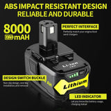 Ultraxxis 2 Packs 8.0Ah High Capacity Replacement for Ryobi 18v Battery P108 P104 P105 P102 P103 P122 P109 Li-ION Compatible with Ryobi 18V ONE+ System Cordless Power Tools and Charger