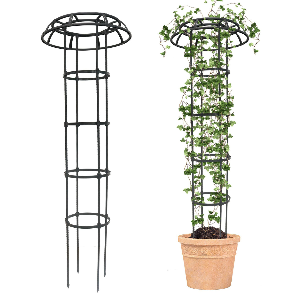 Quibbay Garden Trellis for Climbing Plants Outdoor, 65 Inch Mushroom Top Trellis for Climbing Plants, Plant Trellis Support for Potted Plants Climbing Vine Rose Clematis Vegetable Trellis, 2 Pack