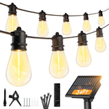 Minetom 100FT Solar String Lights Outdoor Waterproof with Remote, 31+1 LED Shatterproof Bulbs, Dimmable & Timable, 3 Light Modes - Commercial Grade Patio Lights for Garden Backyard