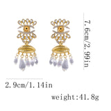 RELOVET Crystal Eye Drop Earrings, Gold-Plated Statement Dangle Earrings with Teardrop Crystals and Lip Design Large Earrings for Women