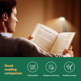 86lux Book Light, Rechargeable Reading Lights for Books in Bed, Ultralight Clip-on LED Bookmark Lamp with 3 Amber Colors & Stepless Dimming for Night Reading for Book Lovers, Kids,Hunter Green