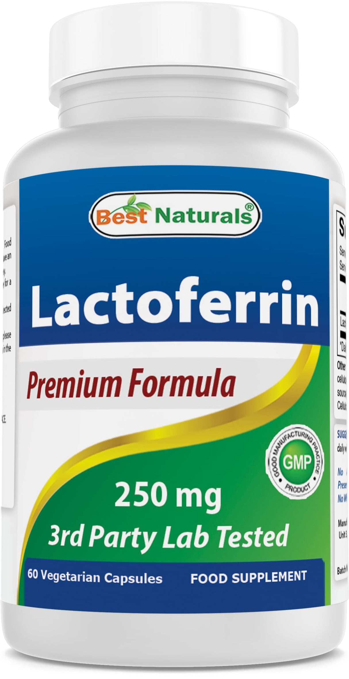 Best Naturals Lactoferrin 250 mg Veggie Capsule, Supports Healthy Immune Function - 60 Count