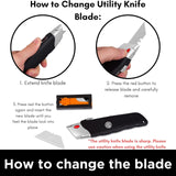 INTERNET'S BEST Premium Utility Knife Set | Retractable Box Cutter with Rubber Handle | Heavy-Duty Cutting for Cardboard, Carpet, Plastic | Retractable Blade | Includes 2 Razor Knives & Extra Blades