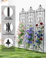 ARIFARO 78 inch Metal Garden Trellis for Climbing Plants, Pack of 2, Indoor/Outdoor Sturdy Decorative Plant Trellises for Potted Plants, House Plants, Climbing Vines, Floral Pattern