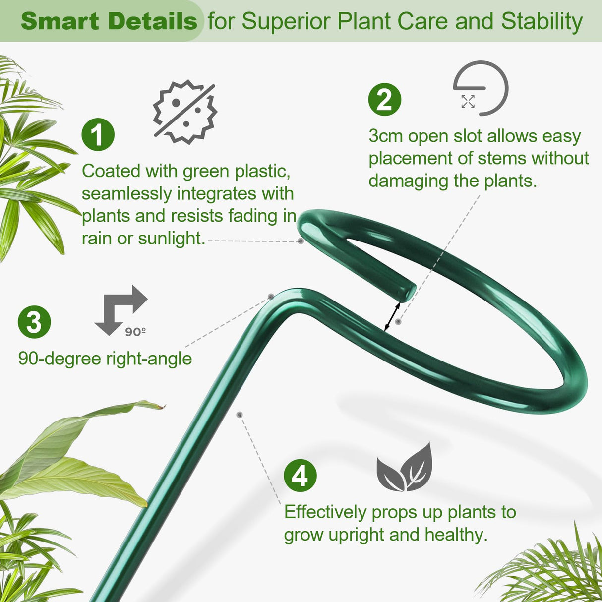 Fabulas 24 Pack Plant Support Stakes, 16 Inch Metal Garden Plant Stakes Single Stem Support Rings for Indoor Outdoor Amaryllis, Flowers Orchid, Lily, Peony, Rose, Tomato, Monstera, Narcissus