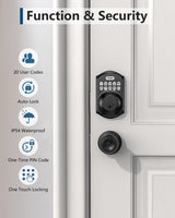 TEEHO TE001 Keyless Entry Door Lock with Keypad - Smart Deadbolt Lock for Front Door with 2 Keys - Auto Lock - Easy Installation - Matte Black