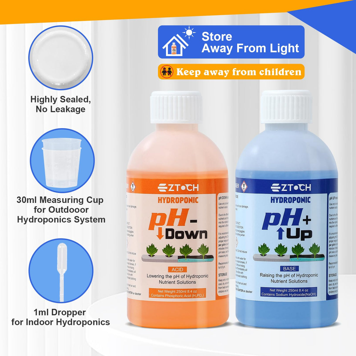 EZTOCH pH UP and Down for Hydroponic Plants, Adjust the pH Balance