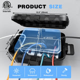 Flemoon Large Outdoor Electrical Box (12.5 x 8.5 x 5 inch), IP54 Waterproof Extension Cord Cover Weatherproof, Protect Outlet, Plug, Socket, Timer, Power Strip, Holiday Light Decoration, Black