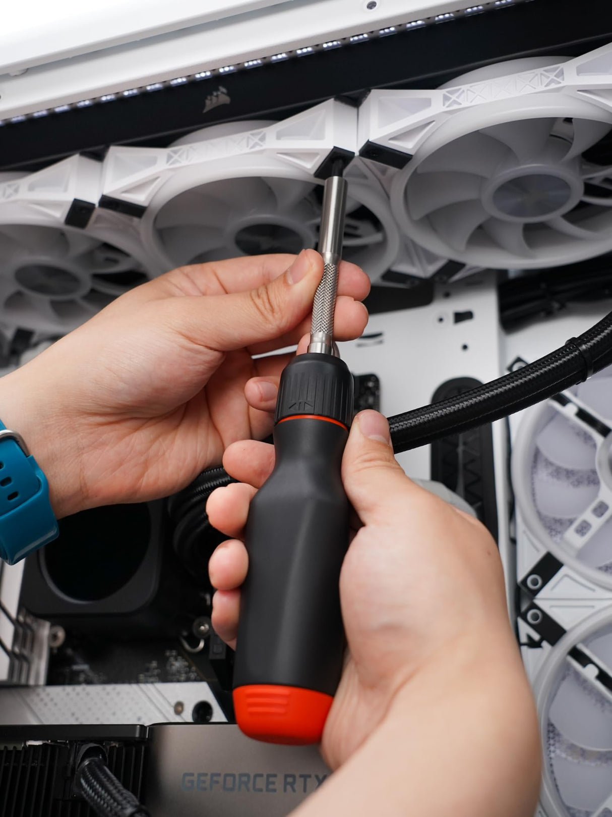 LINUS TECH TIPS LTT 12-in-1 Multi-Bit Ratcheting Screwdriver (Black and Orange)