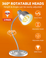 Food Heat Lamp: [Rapid-Heating Bulbs Included] [Steady Heating] Commercial Food Warmer Lamp, Electric Heat Lamp for Food Catering Food Warming Lamp for Buffet Parties (Painted Silver, 32" (1-Head,N2