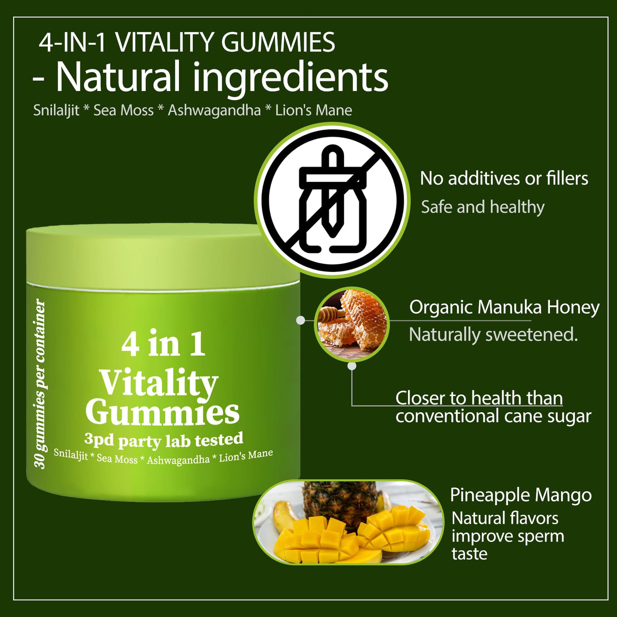 4 in 1 Gummies,Shilajit Gummie,4 in 1 Shilajit Gummies for Men, Vegan & Sugar Free Formula Natural Energy & Vitality Support (1*PCS)
