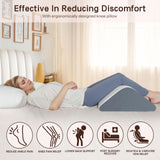 Vomiliku Knee Wedge Pillow for Back Sleeping, Leg Elevation for Post Surgery Recovery, 8" Triangle Leg Pillow with Removable Cover for Knee Support, Hip Back Pain Relief,Enhance Circulation, Blue