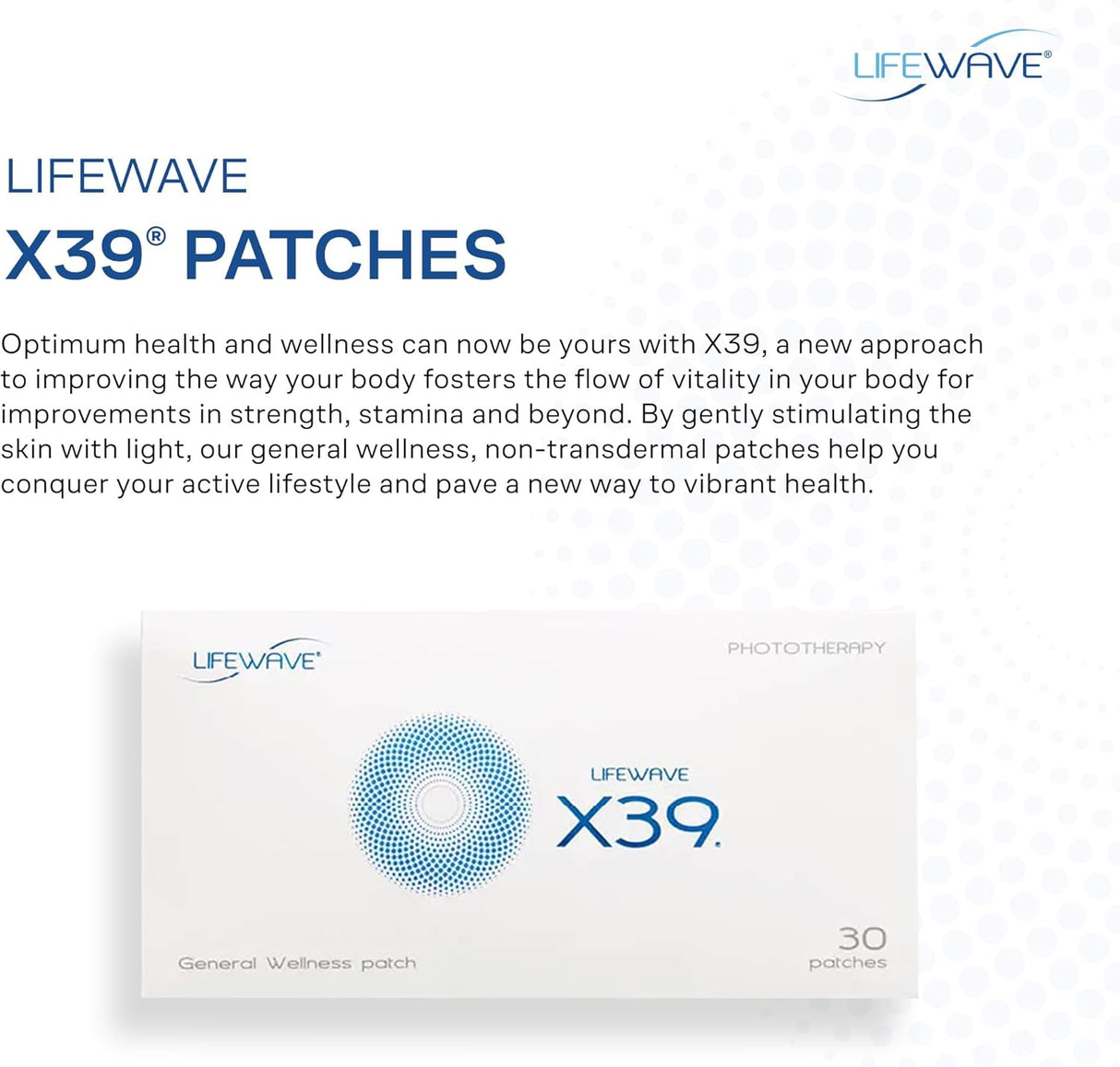 LIFEWAVE X39 Patches - Week Supply,  7 Patches - General Wellness, Phototherapy.