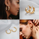 36 Pairs Gold Hoop Earrings Set for Women, Fashion Hypoallergenic Chunky Twisted Pearl Stud Earrings Multipack, Small Big Hoops Earring Packs Trendy for Christmas Birthday Party Jewelry Gift
