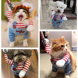 Pet Deadly Dog Costume, Cute Dog Cosplay Halloween Christmas Funny Pet Clothes Party Costume for Small Medium and Large Dogs (Small)
